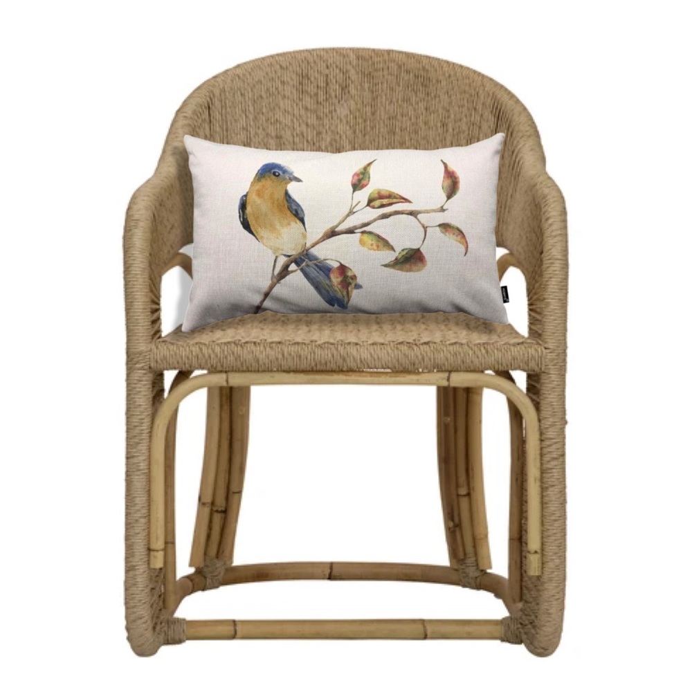 Luxury Home | Timeless Watercolor Bird Print Lumbar Throw Pillow Cover